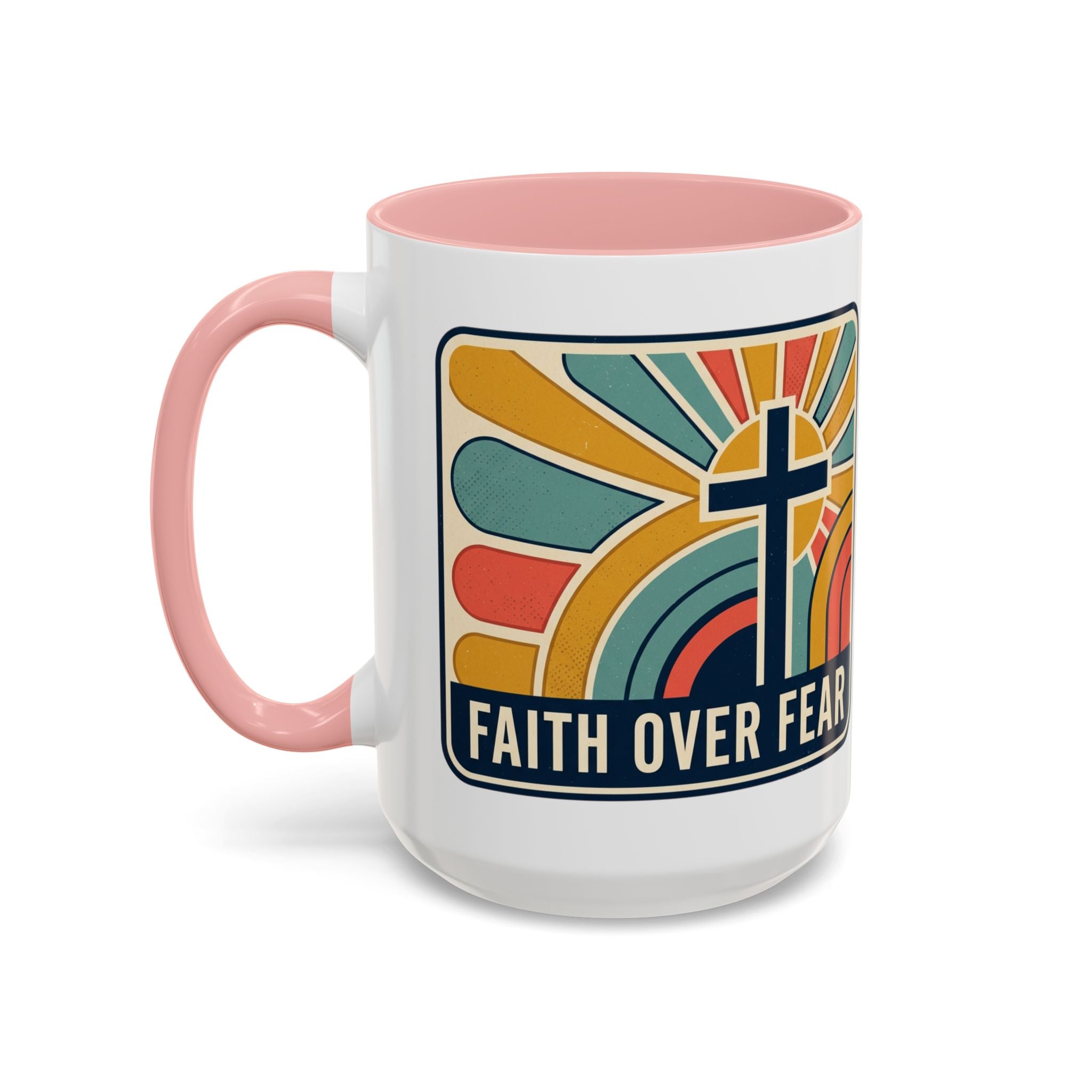 Faith over fear Retro Script Mug | Accent Coffee Mug