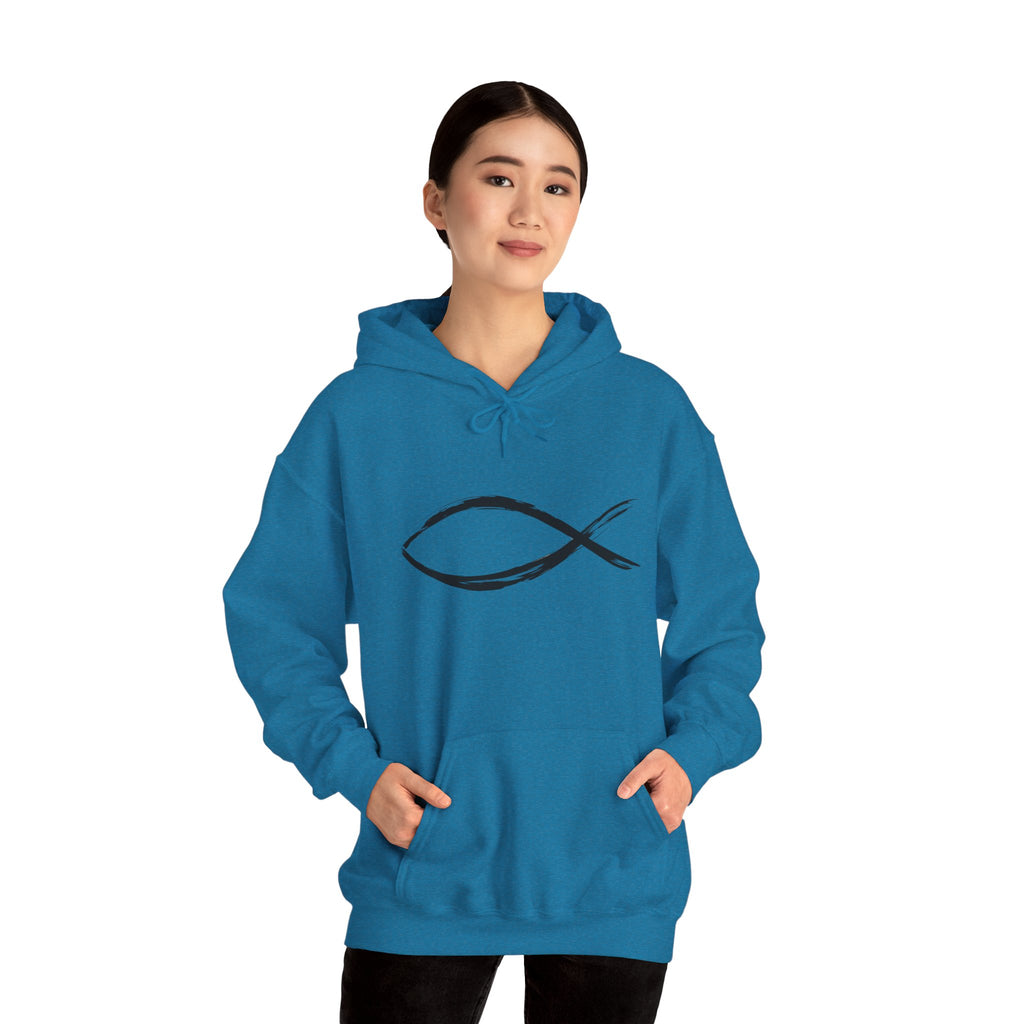 Christian Fish Symbal Heavy Blend™ Hooded Sweatshirt