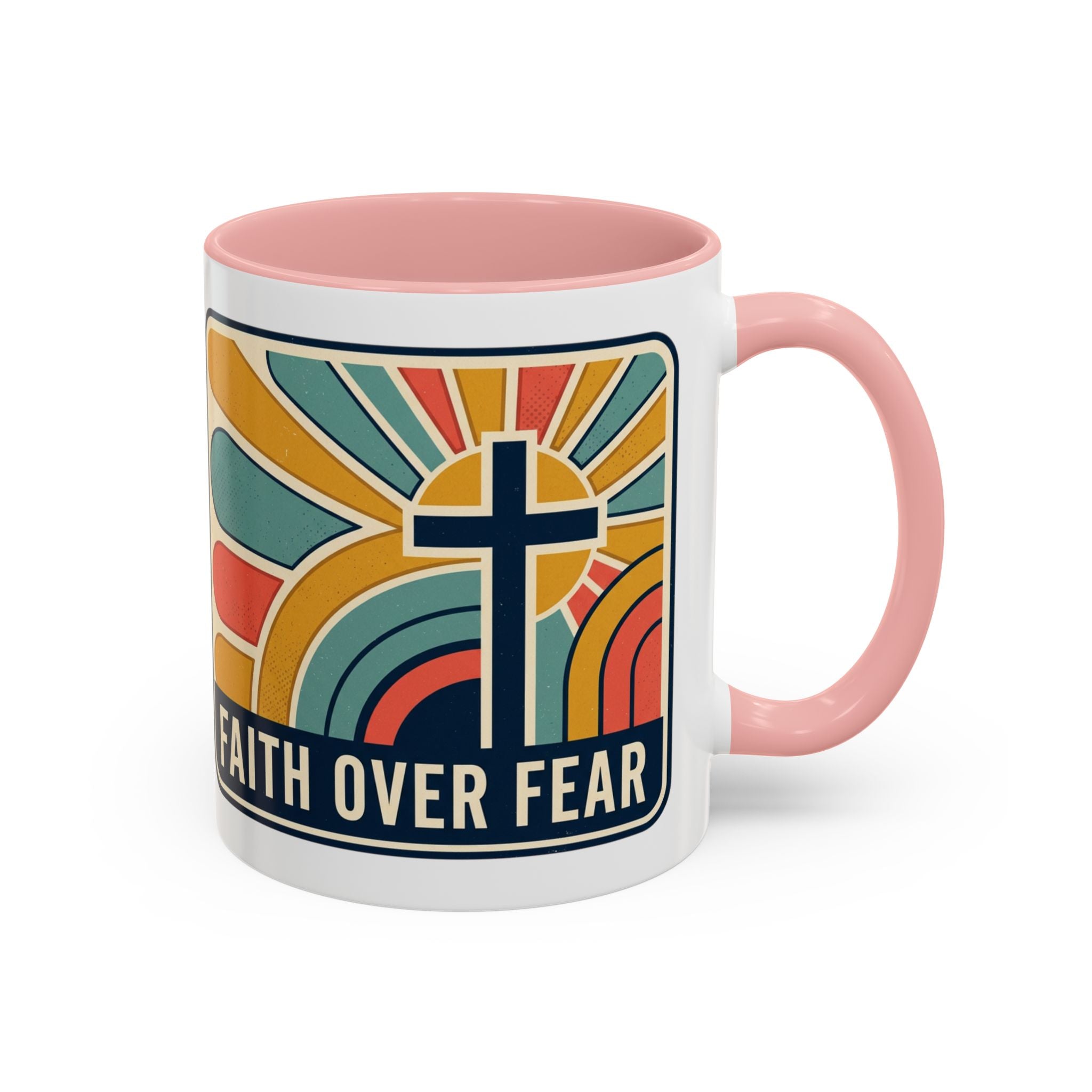 Faith over fear Retro Script Mug | Accent Coffee Mug