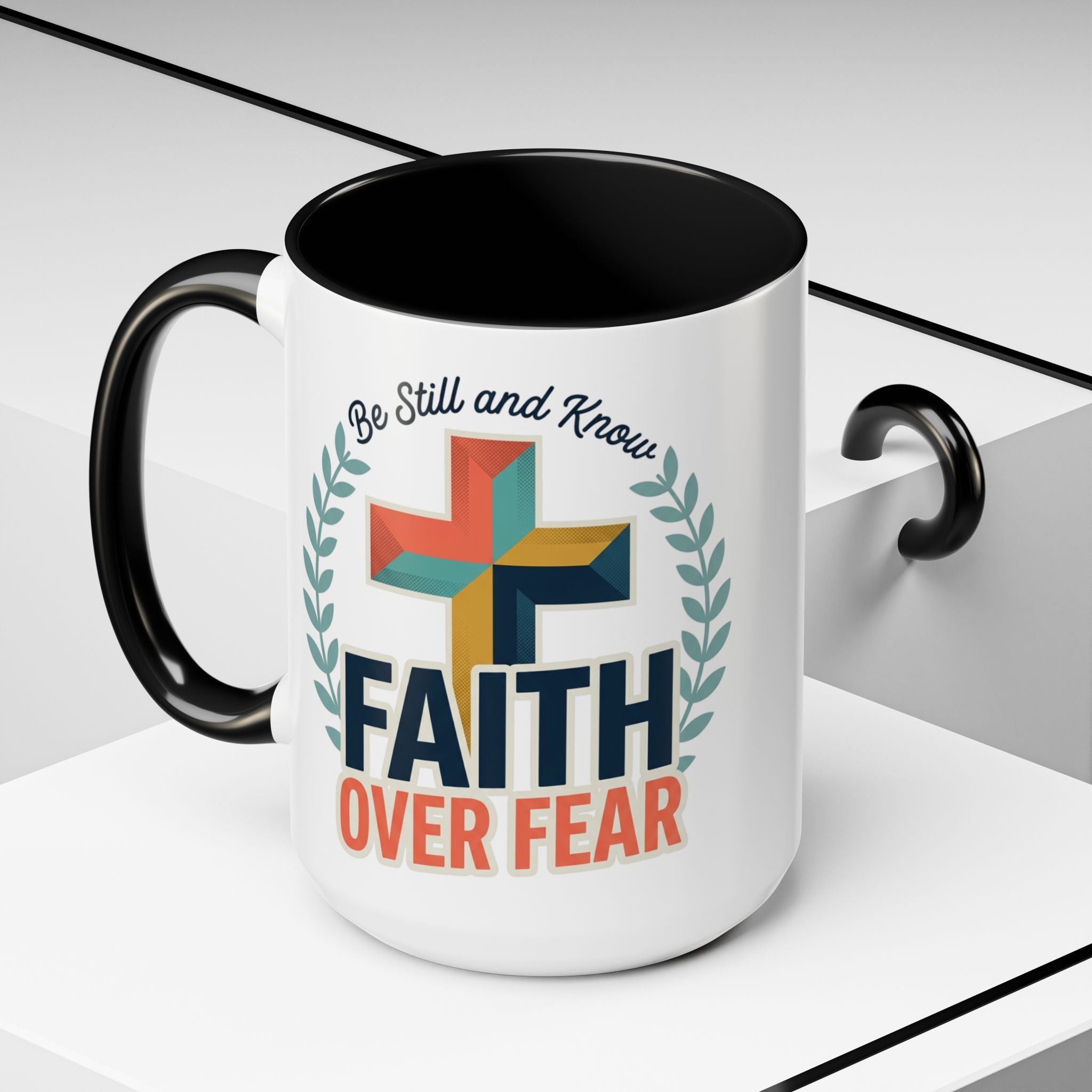 Faith Over Fear Accent Coffee Mug – Christian Inspirational 11/15oz