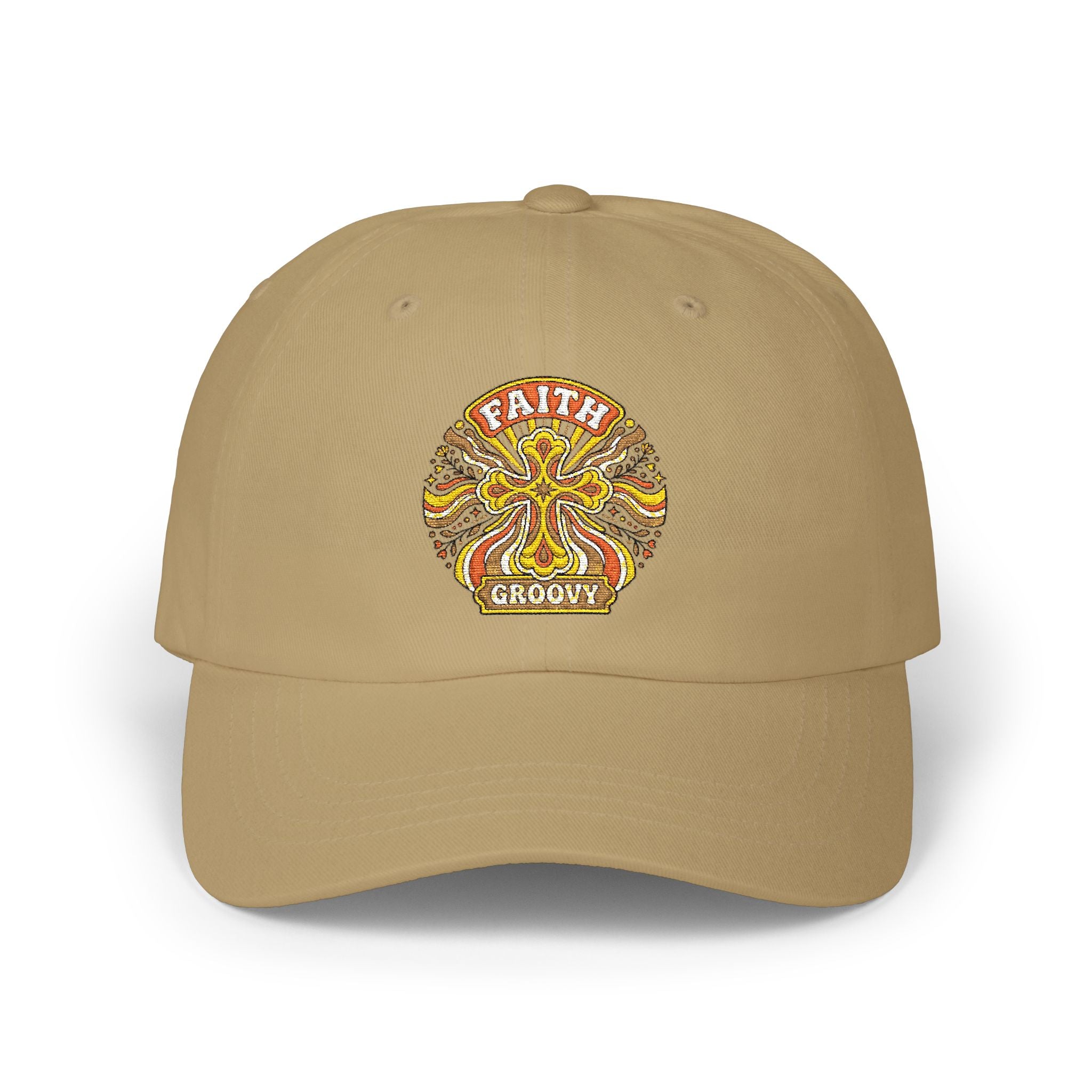 Faith Groovy Dad Cap — Christian Embroidered Baseball Hat