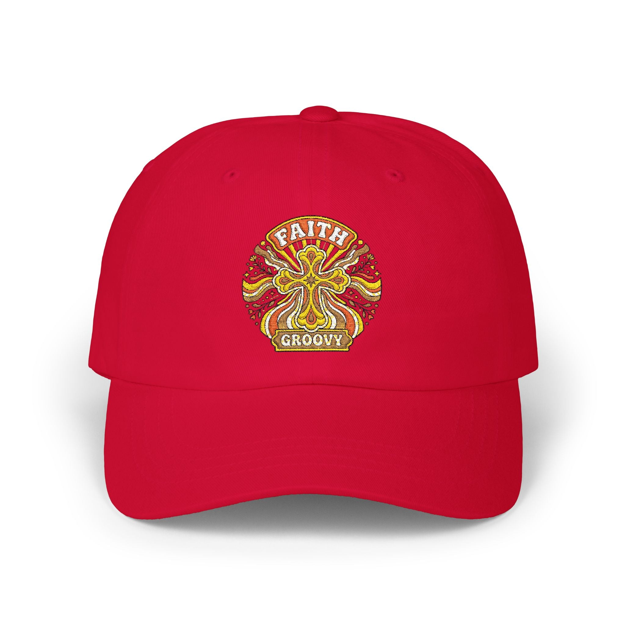 Faith Groovy Dad Cap — Christian Embroidered Baseball Hat
