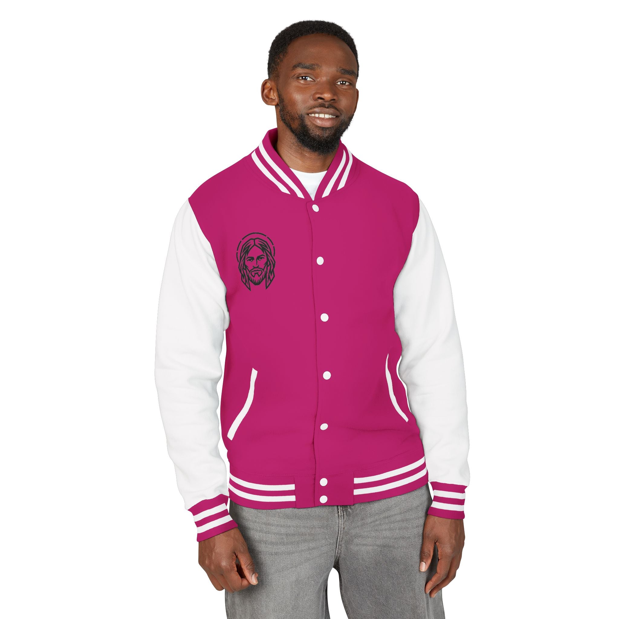 Christ Emblem Letterman Jacket | Red White Varsity