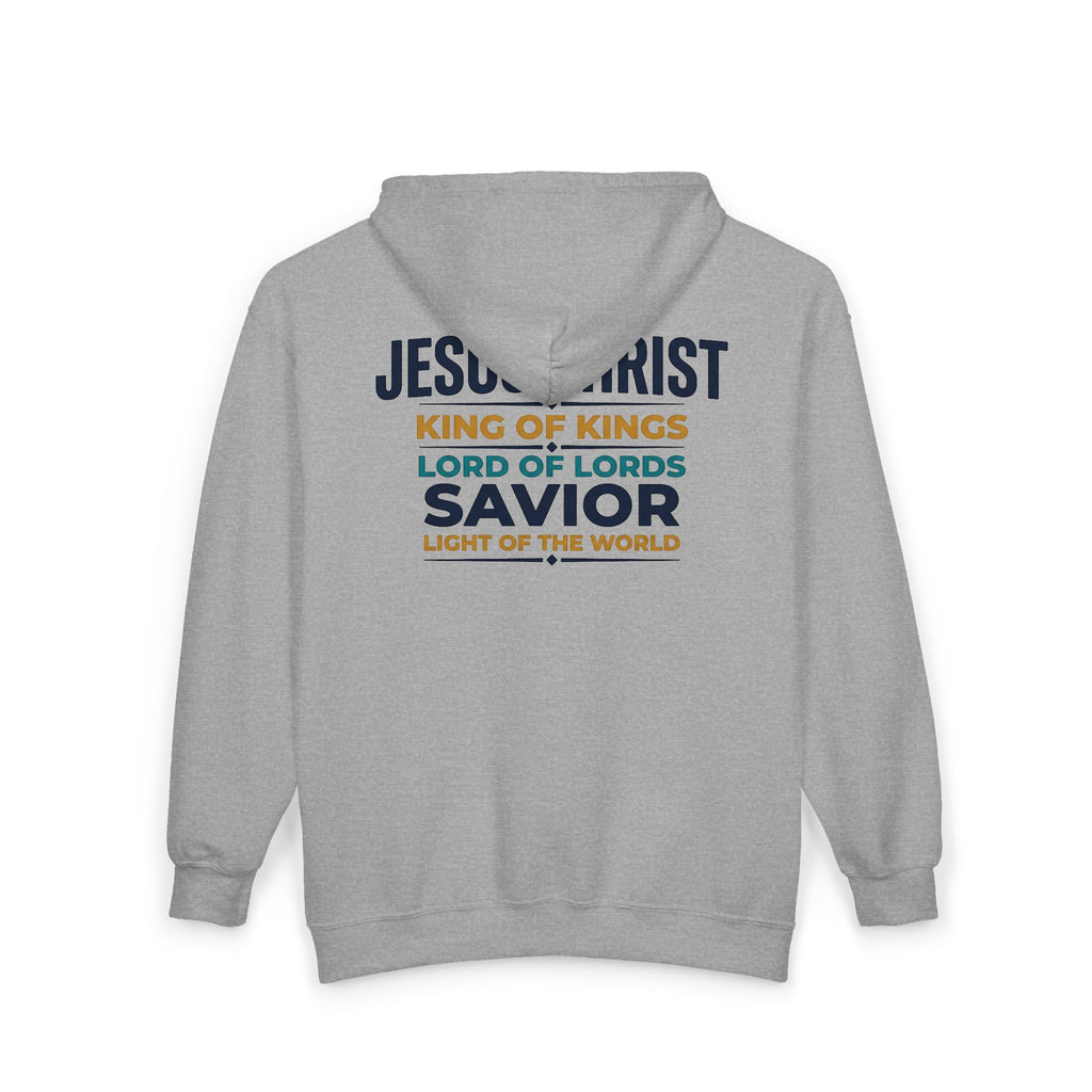 King of Kings Hoodie — Religious Faith Unisex Zip-Up Sweatshirt
