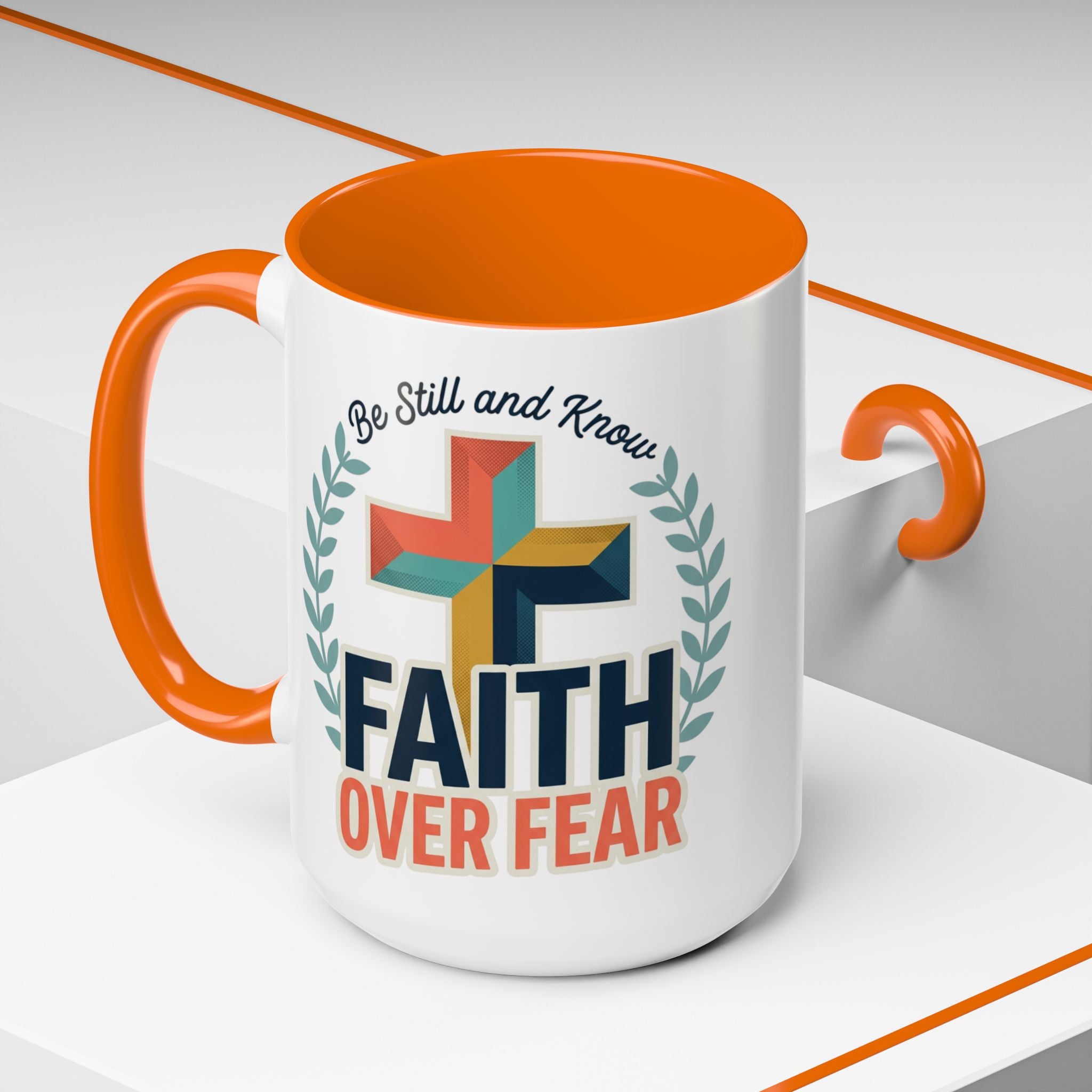 Faith Over Fear Accent Coffee Mug – Christian Inspirational 11/15oz