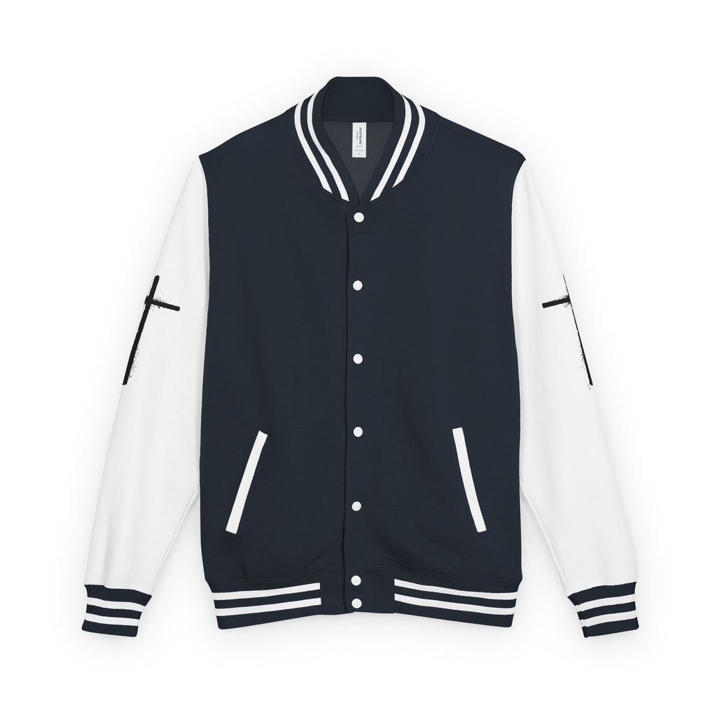 Cross Emblem Letterman Jacket | Red White Varsity