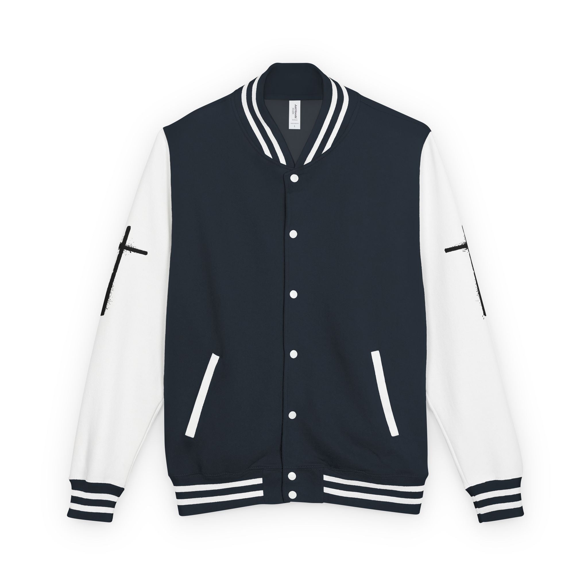 Cross Emblem Letterman Jacket | Red White Varsity