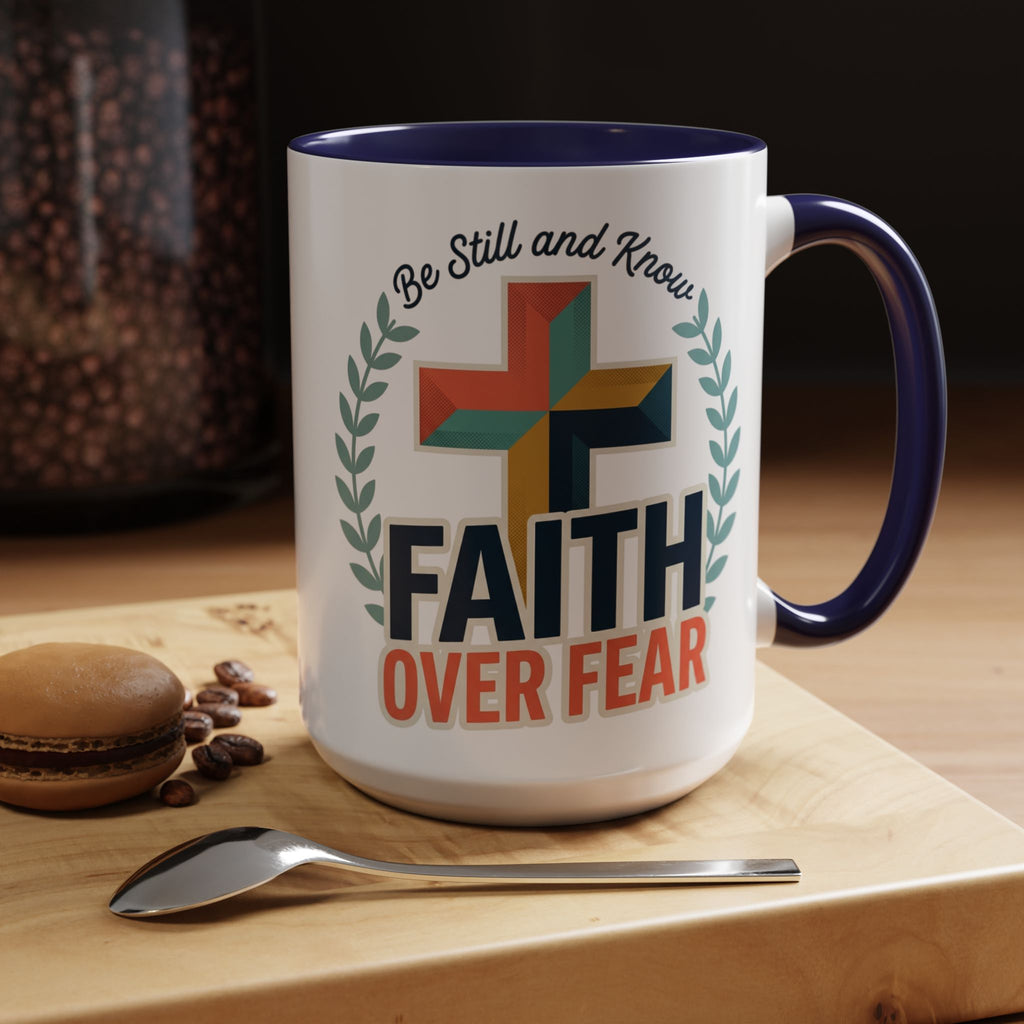 Faith Over Fear Accent Coffee Mug – Christian Inspirational 11/15oz