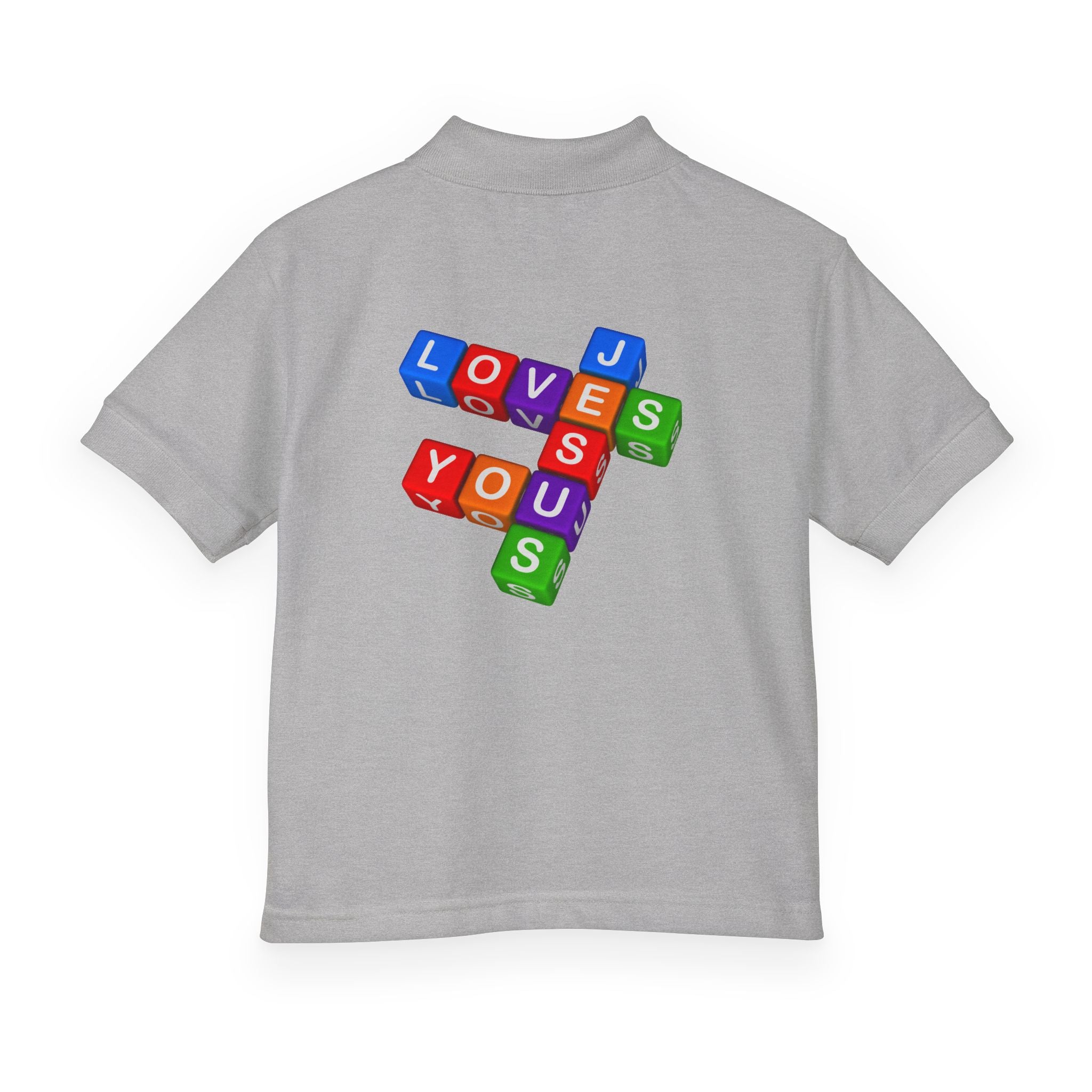 Jesus Loves You cross block design Youth Polo
