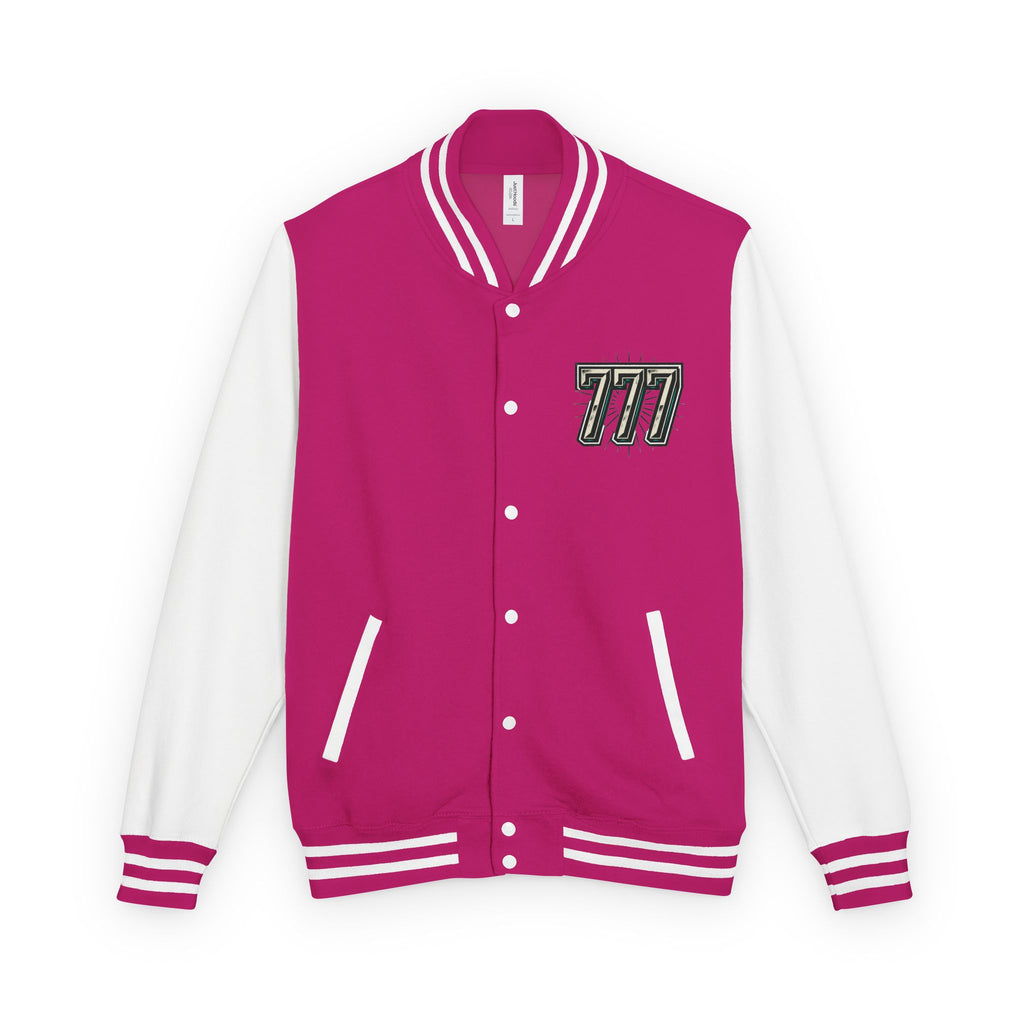 777 Emblem Letterman Jacket | Red White Varsity
