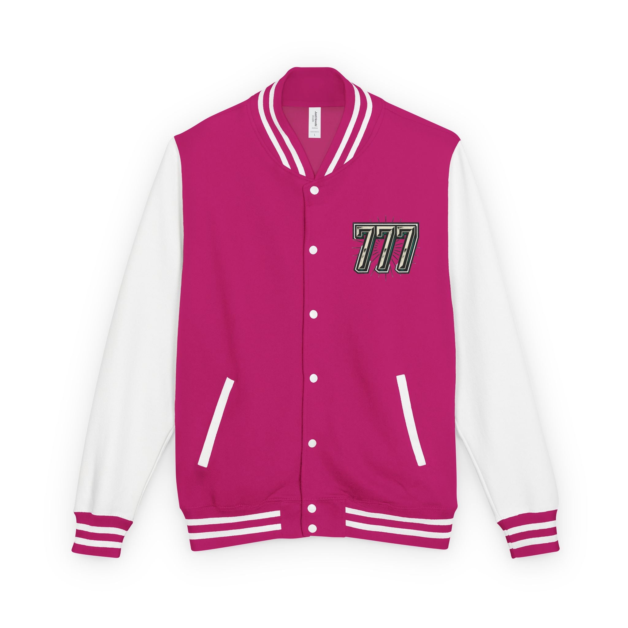 777 Emblem Letterman Jacket | Red White Varsity