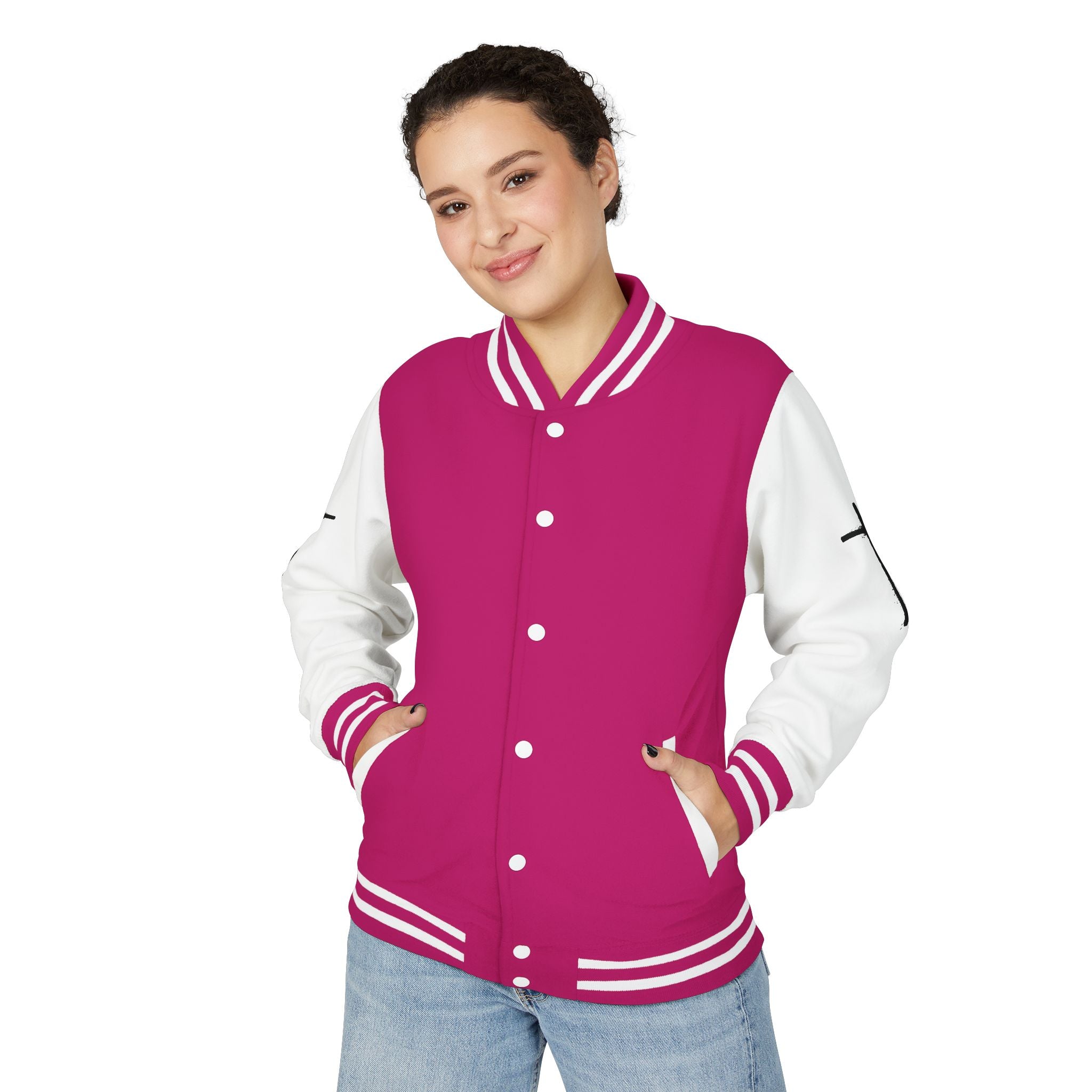 Cross Emblem Letterman Jacket | Red White Varsity