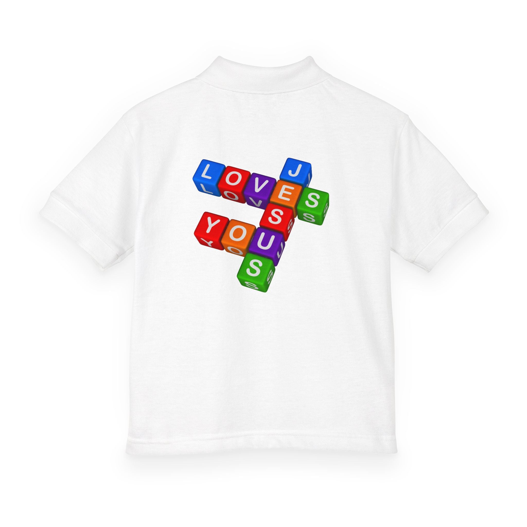 Jesus Loves You cross block design Youth Polo