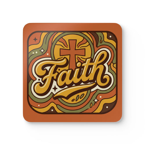 "Faith" Cork Coaster Set – 'Come as You Are' Retro Door & Heart Drink Coasters