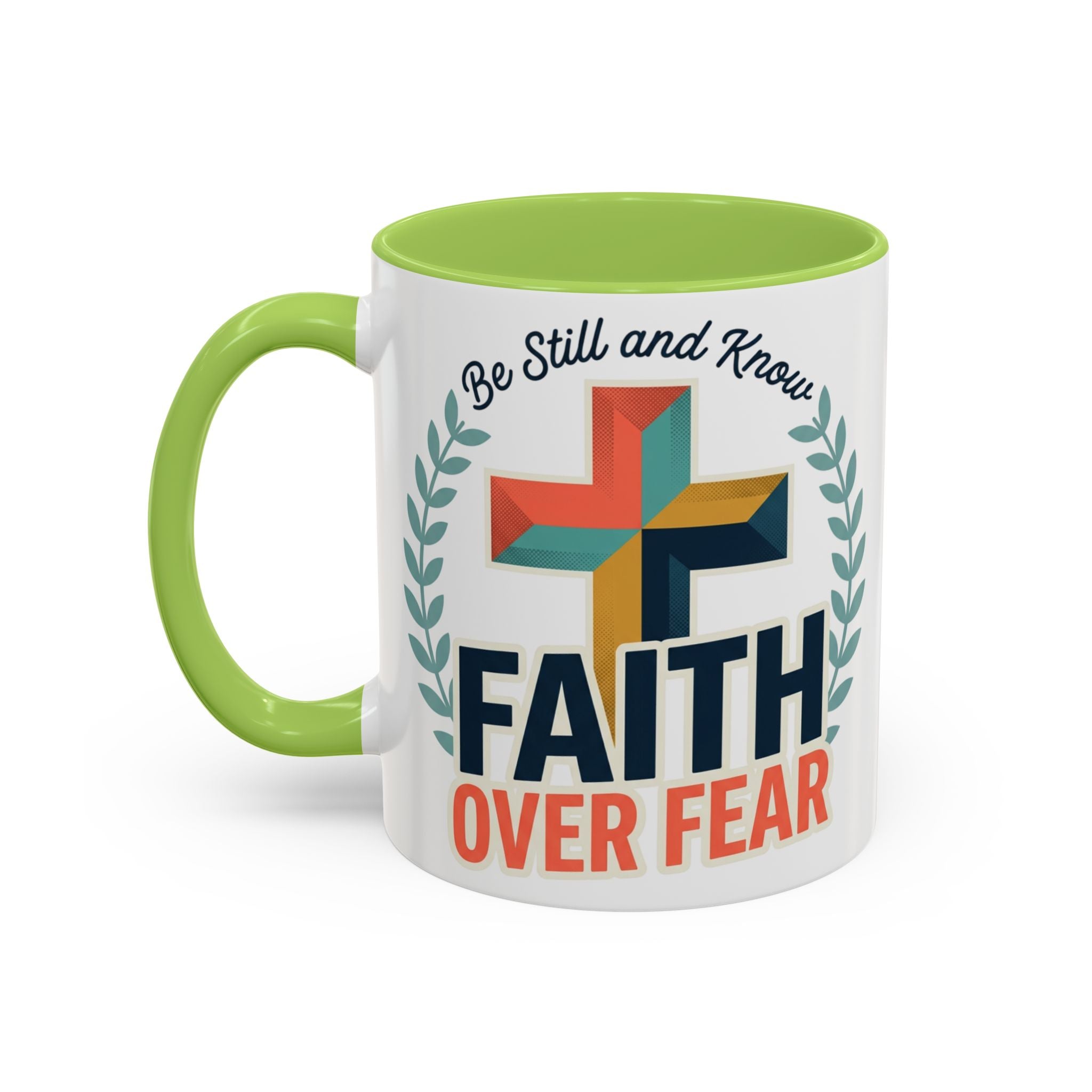 Faith Over Fear Accent Coffee Mug – Christian Inspirational 11/15oz