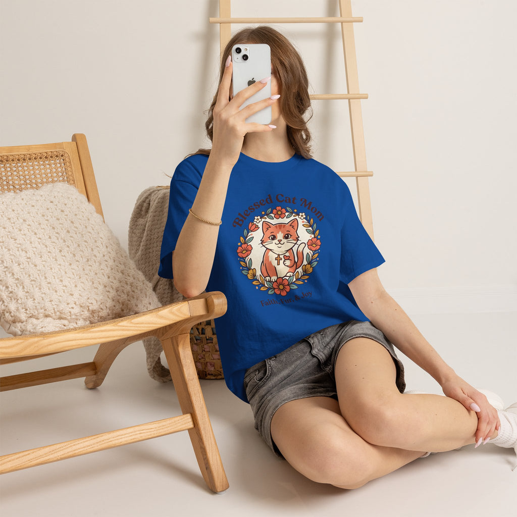 Blessed Cat Mom T-Shirt – Faith, Fur & Joy Floral Cat Mom Tee