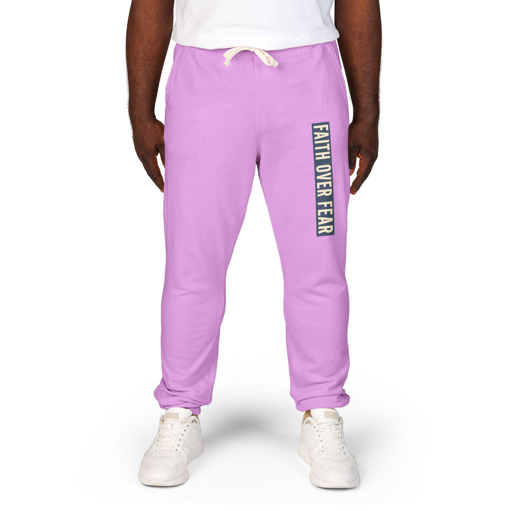 Distressed Faith over Fear Sweatpants | Garment-Dyed Fleece Joggers