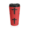 Grunge Cross Travel Mug Red| Christian Faith Stainless Steel