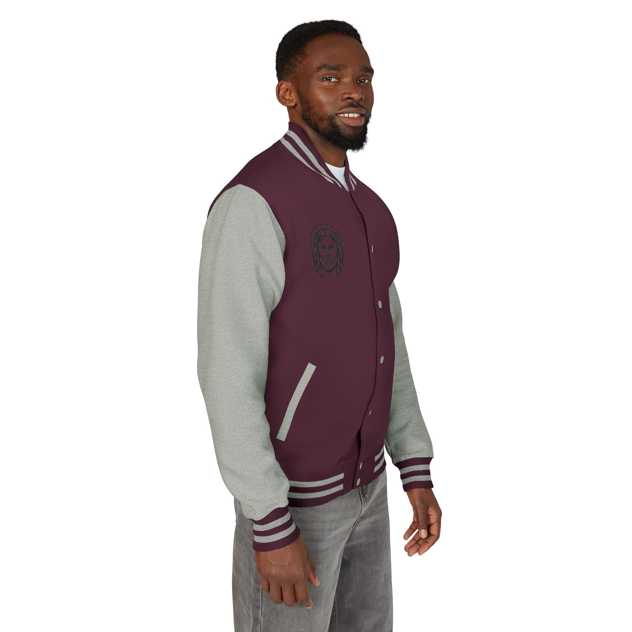 Christ Emblem Letterman Jacket | Red White Varsity