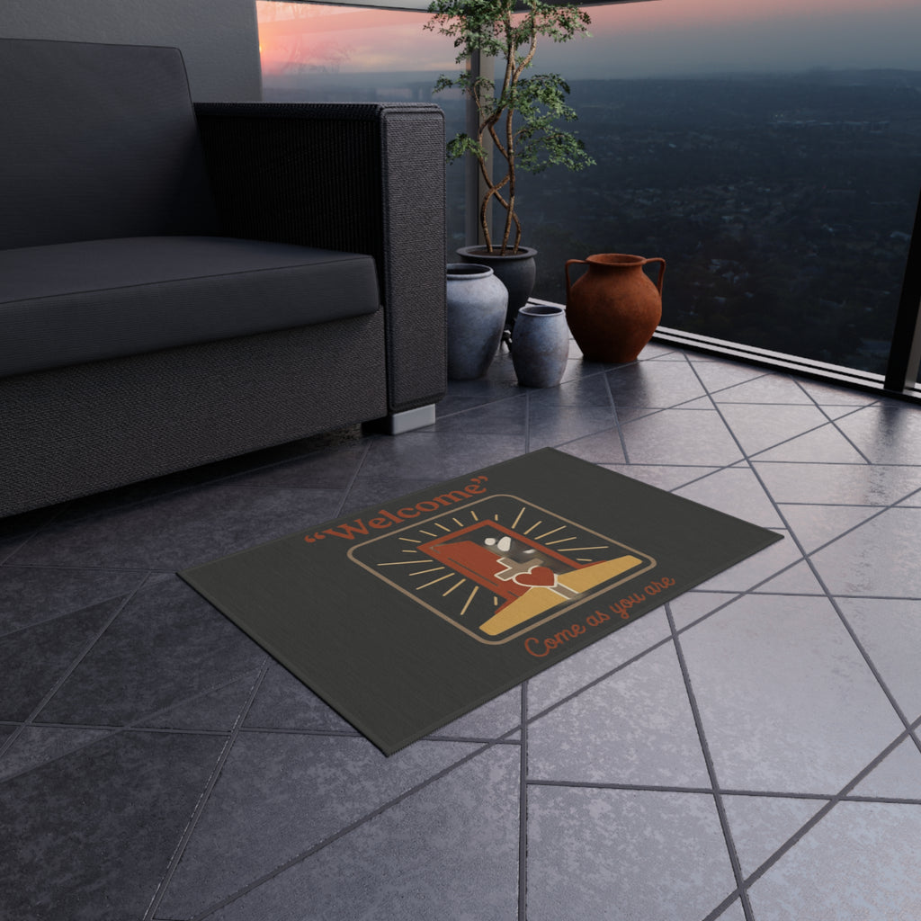 Welcome door with heart Outdoor Rug | Come As You Are doormat-style design