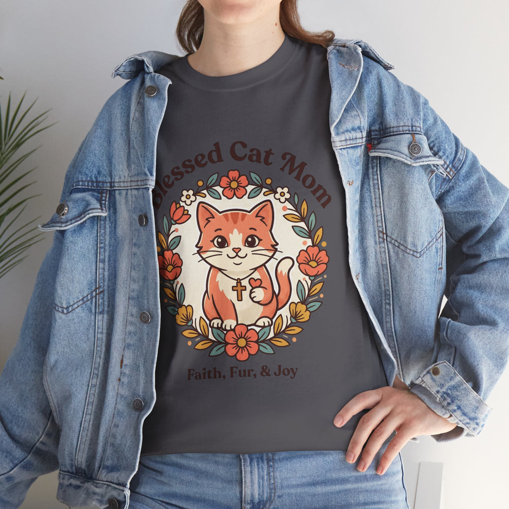 Blessed Cat Mom T-Shirt – Faith, Fur & Joy Floral Cat Mom Tee