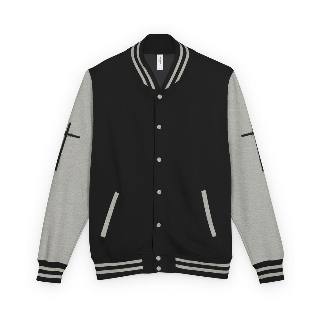Cross Emblem Letterman Jacket | Red White Varsity