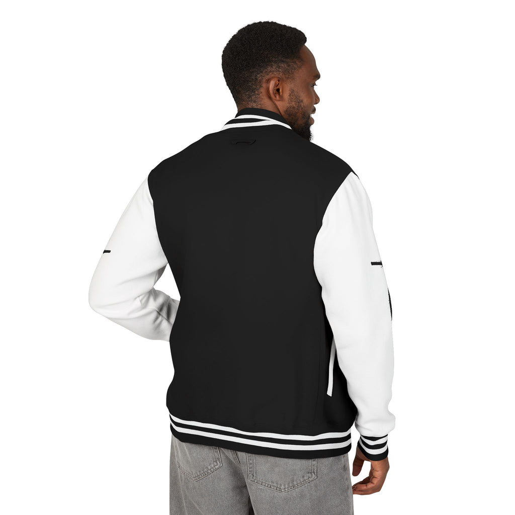 Cross Emblem Letterman Jacket | Red White Varsity
