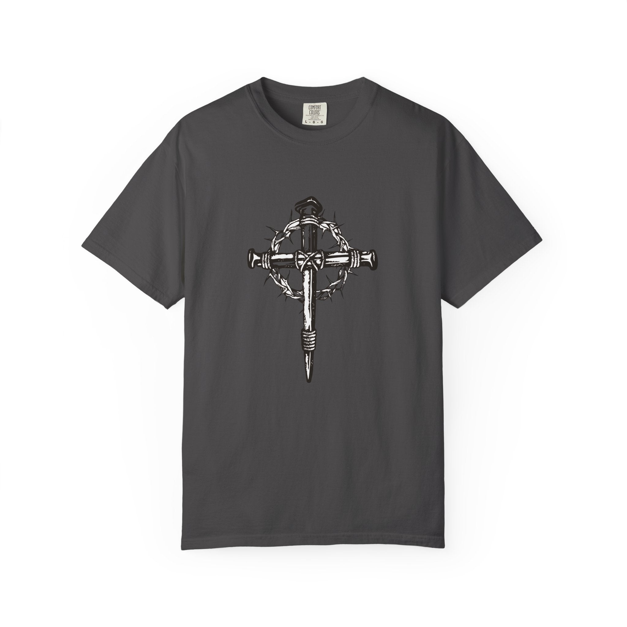 Nail Cross with Crown of Thorns T-shirt | Religious Gothic Faith Design