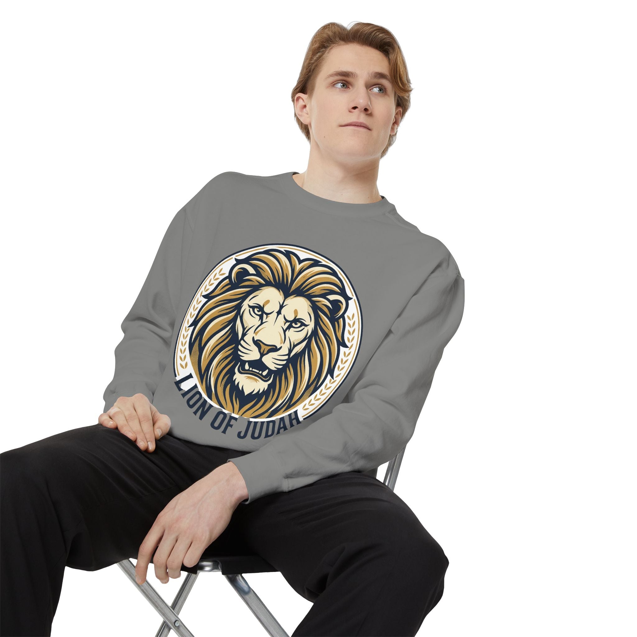 Lion of Judah Sweatshirt — Religious Lion Graphic Crewneck