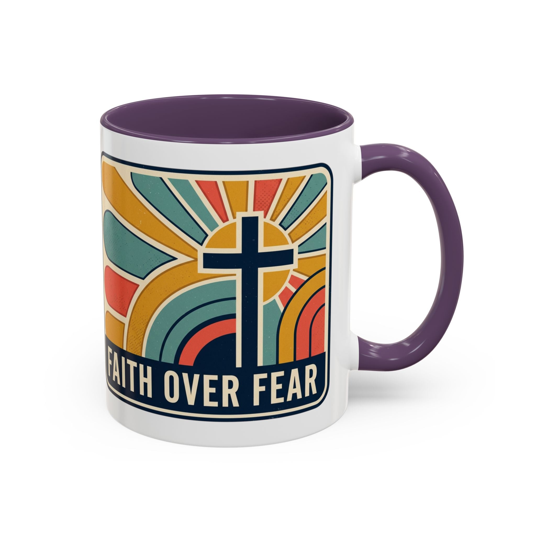 Faith over fear Retro Script Mug | Accent Coffee Mug