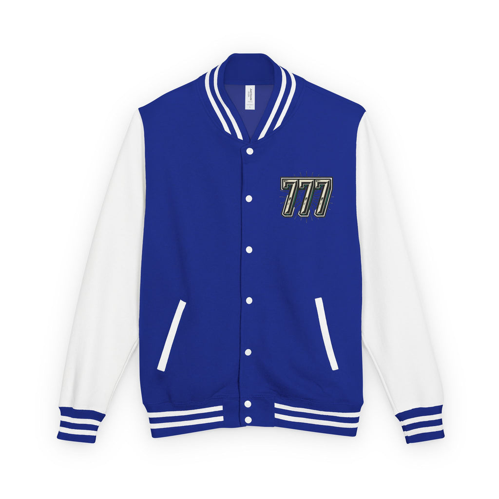 777 Emblem Letterman Jacket | Red White Varsity