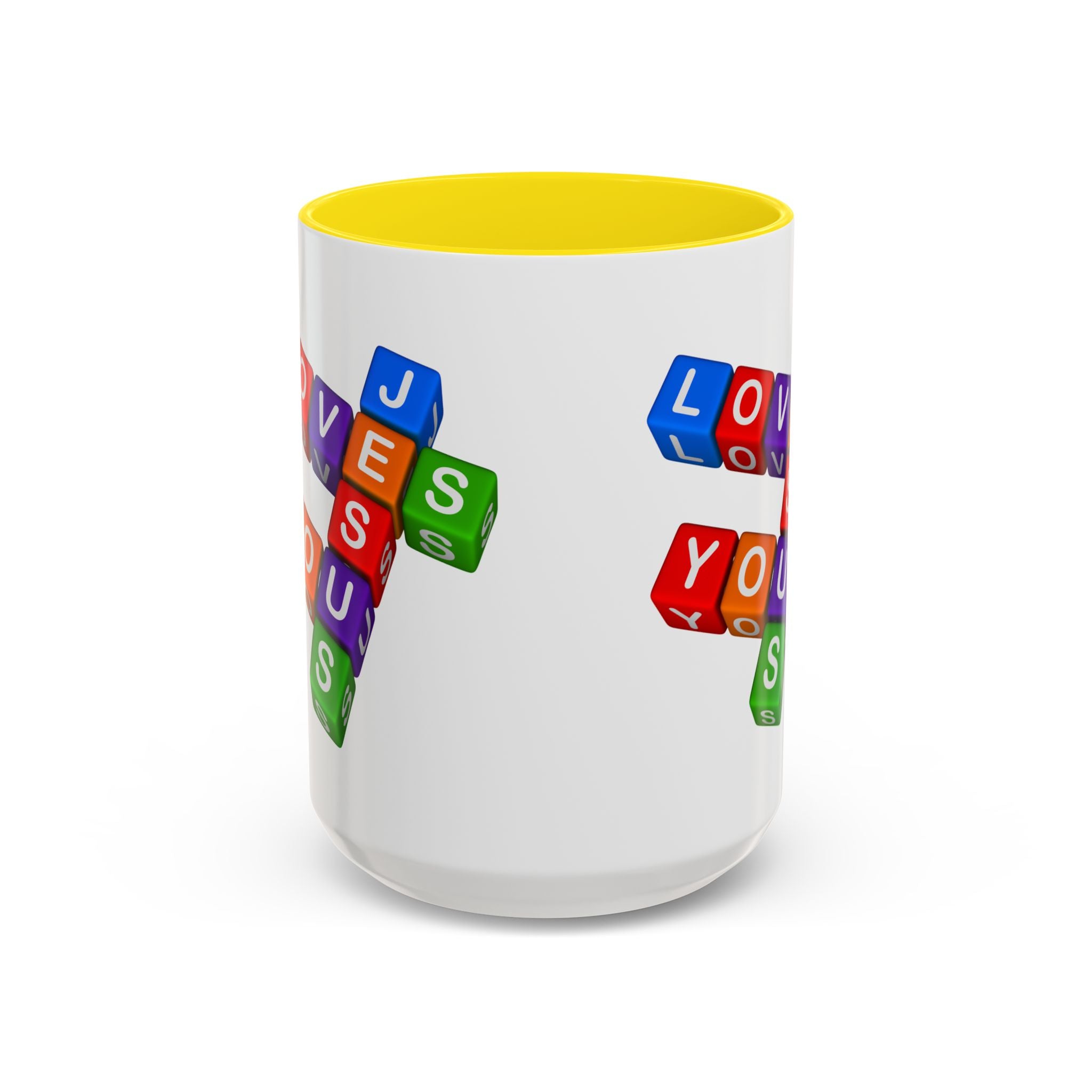 Colorful Letter Blocks 'Jesus Loves You' Mug | Accent Coffee Mug