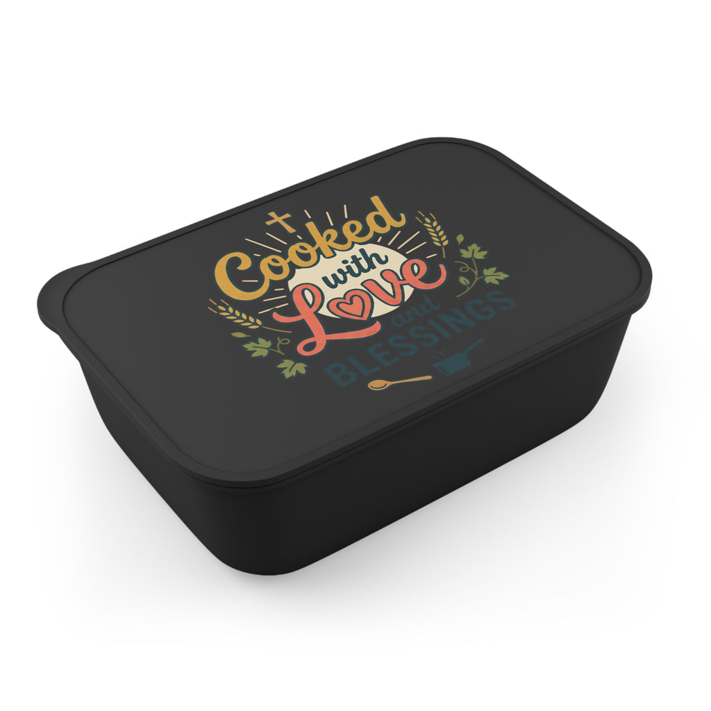Cooked with Love and Blessings Bento Box | PLA Lunch Box with Utensils