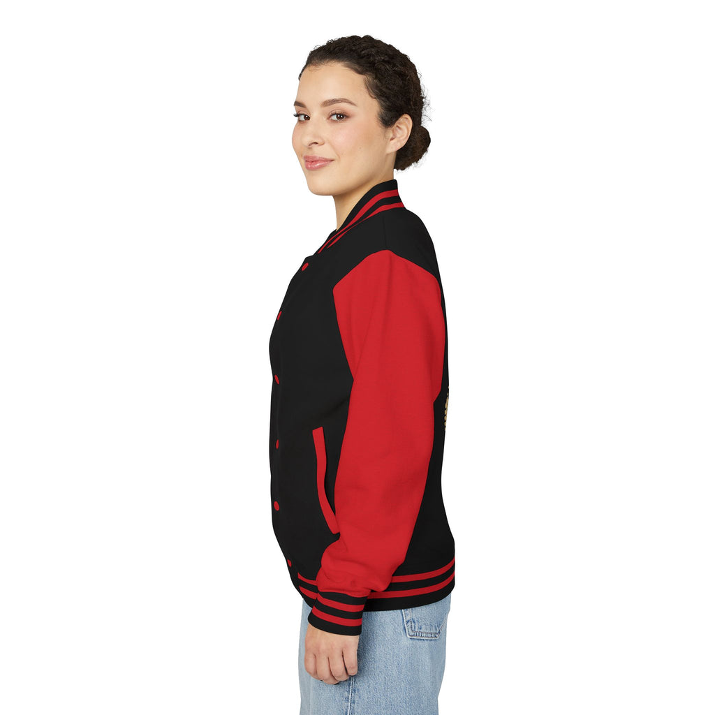 Child of God Emblem Letterman Jacket | Red White Varsity