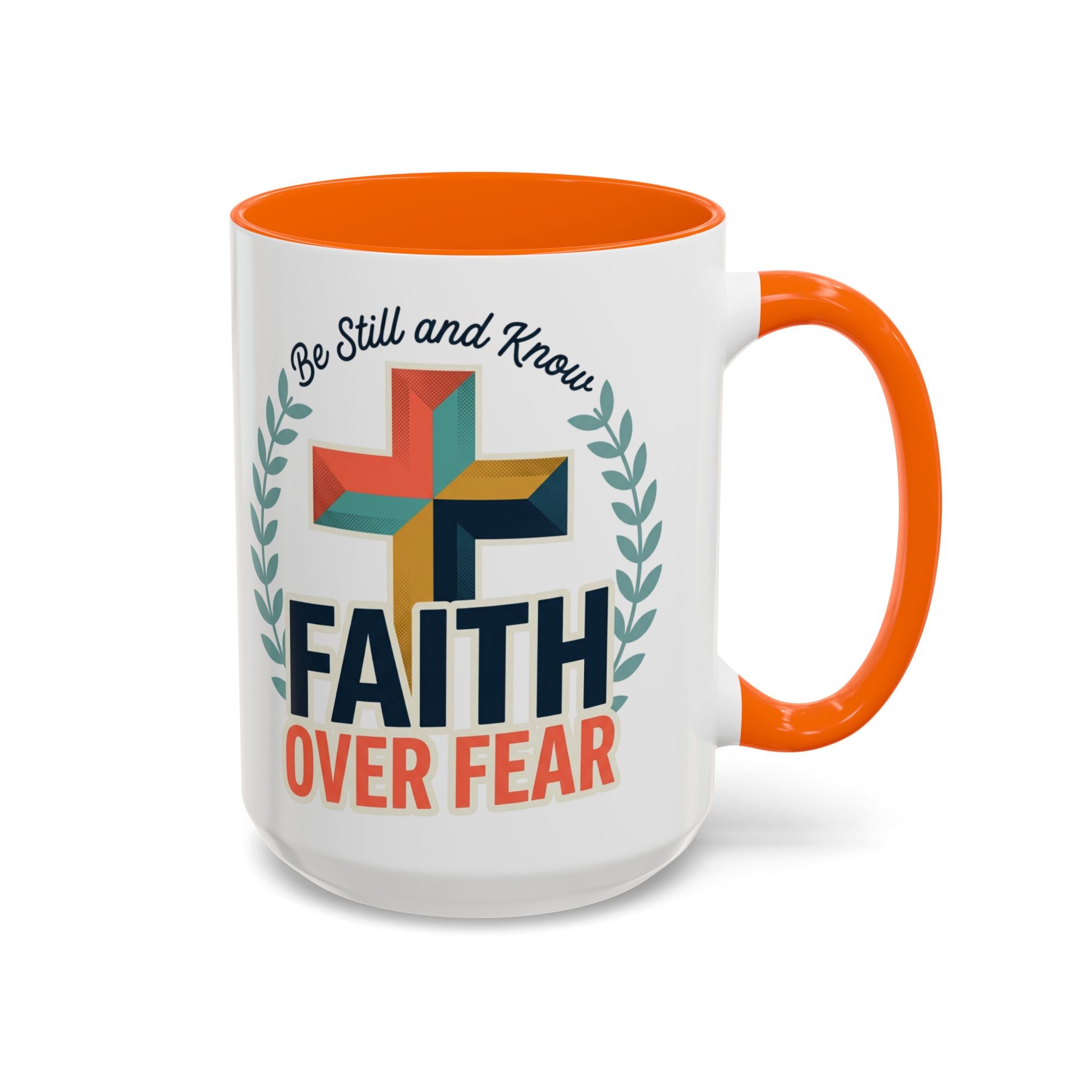 Faith Over Fear Accent Coffee Mug – Christian Inspirational 11/15oz