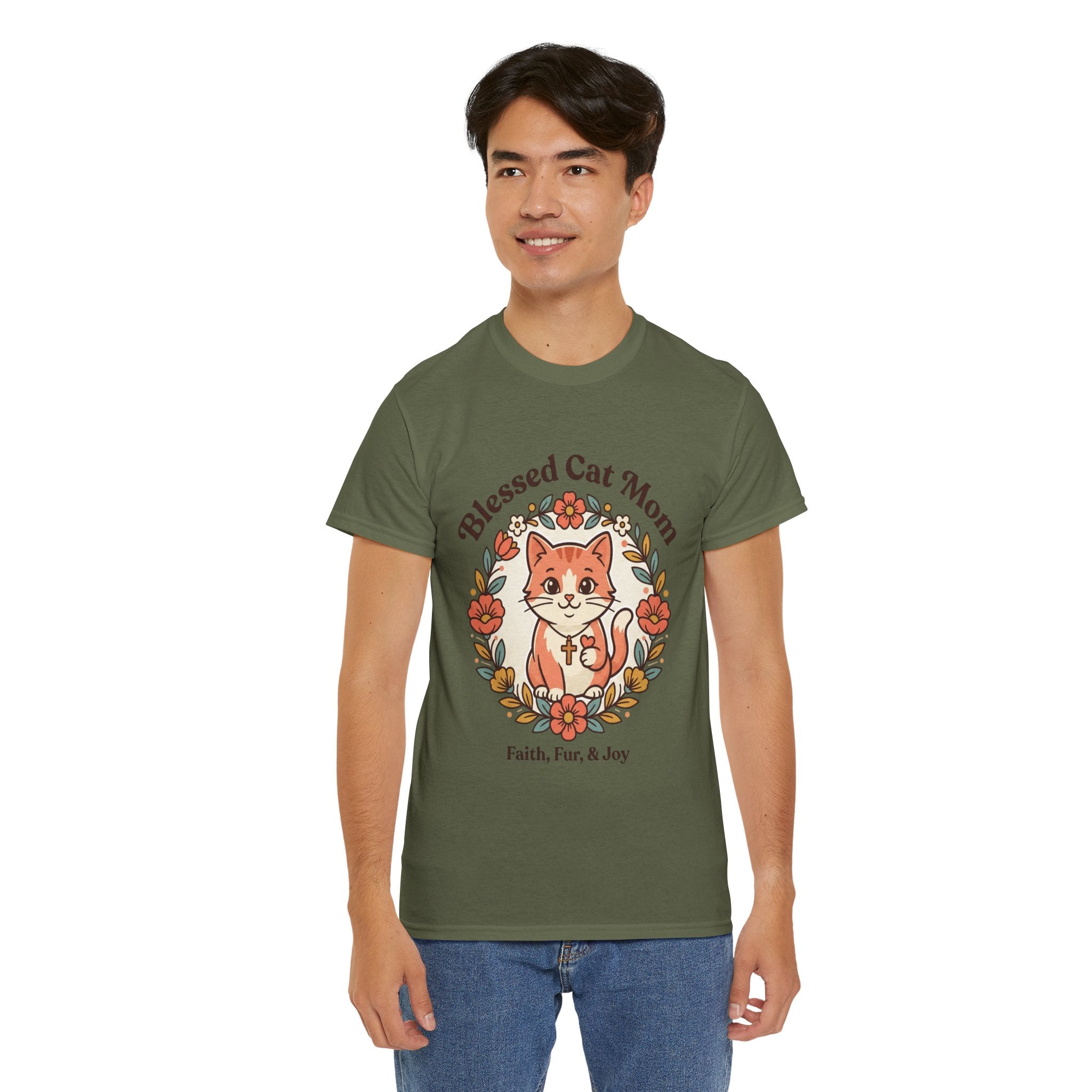 Blessed Cat Mom T-Shirt – Faith, Fur & Joy Floral Cat Mom Tee