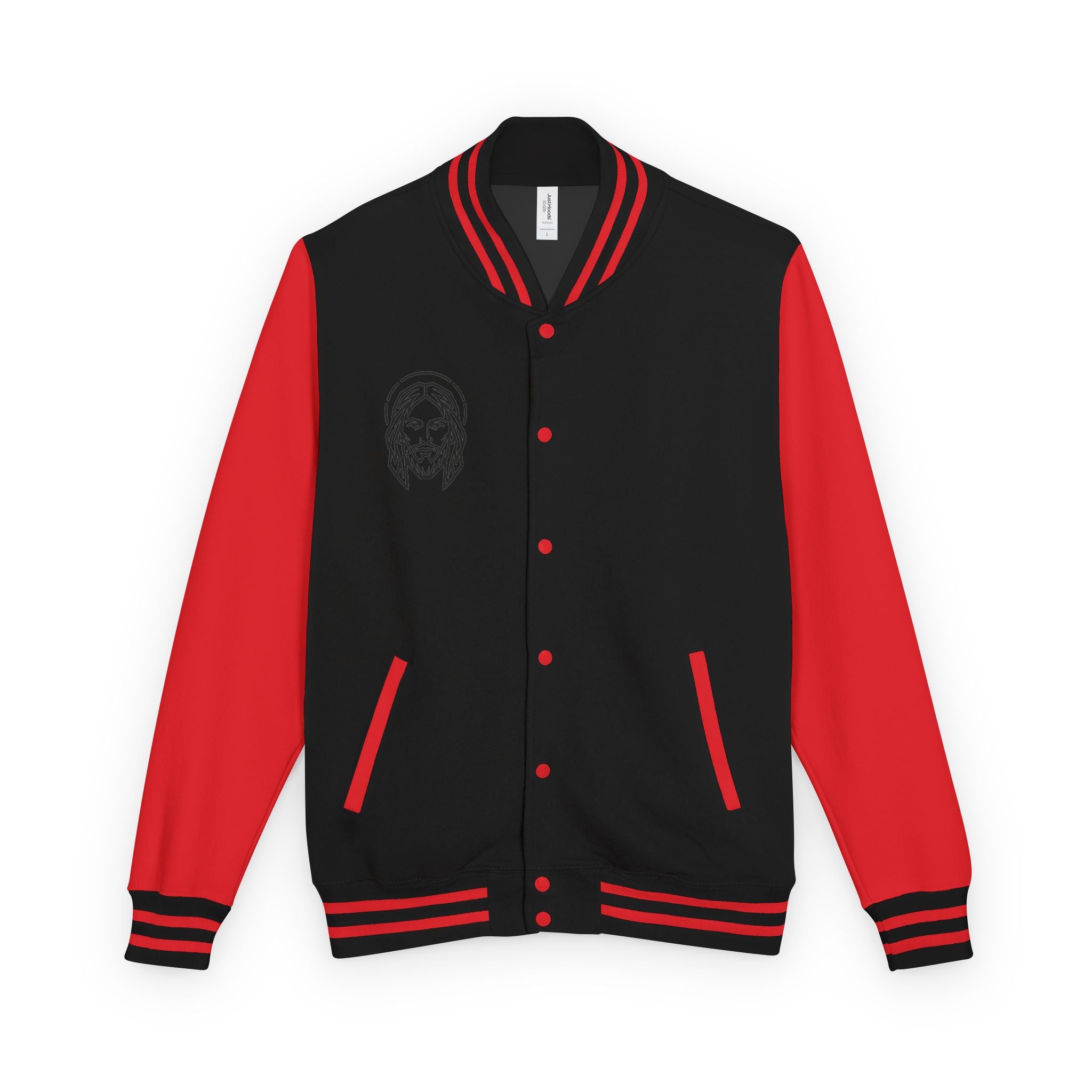 Christ Emblem Letterman Jacket | Red White Varsity