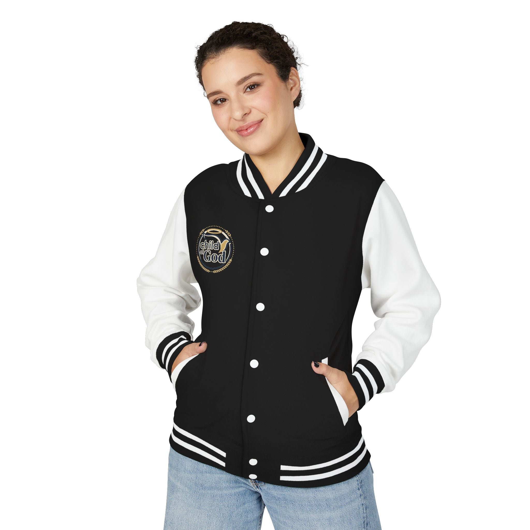 Child of God Emblem Letterman Jacket | Red White Varsity