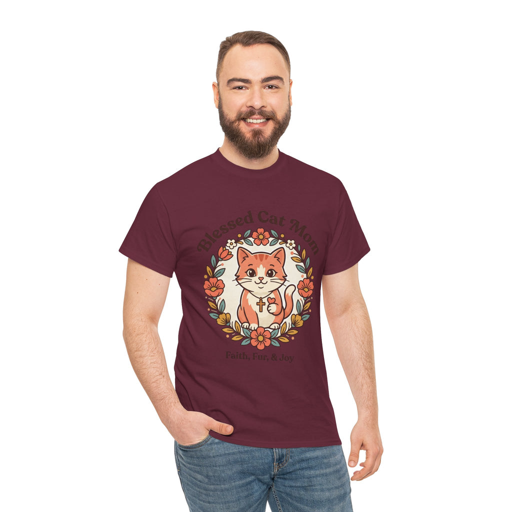 Blessed Cat Mom T-Shirt – Faith, Fur & Joy Floral Cat Mom Tee
