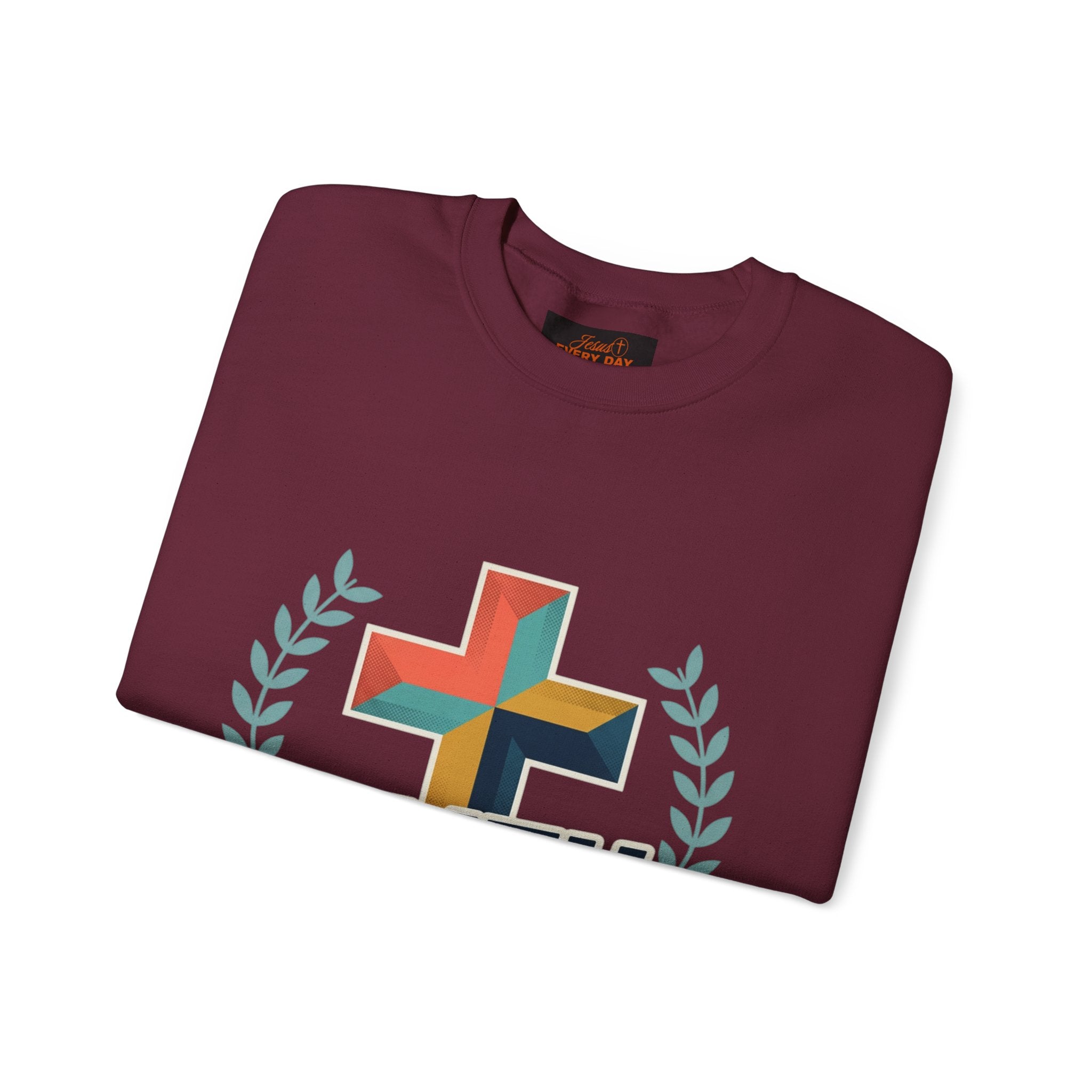 Faith Over Fear Crewneck Sweatshirt — Christian Cross Inspirational Pullover