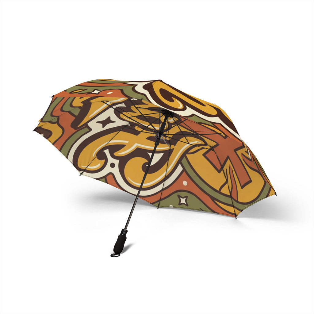 Foldable Umbrella — Retro Graffiti 'Yum' Print, Compact Semi-Automatic Rain Umbrella