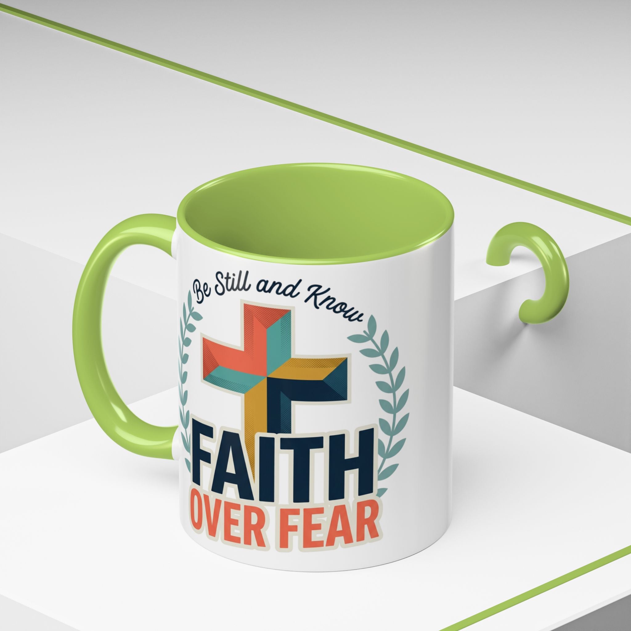 Faith Over Fear Accent Coffee Mug – Christian Inspirational 11/15oz
