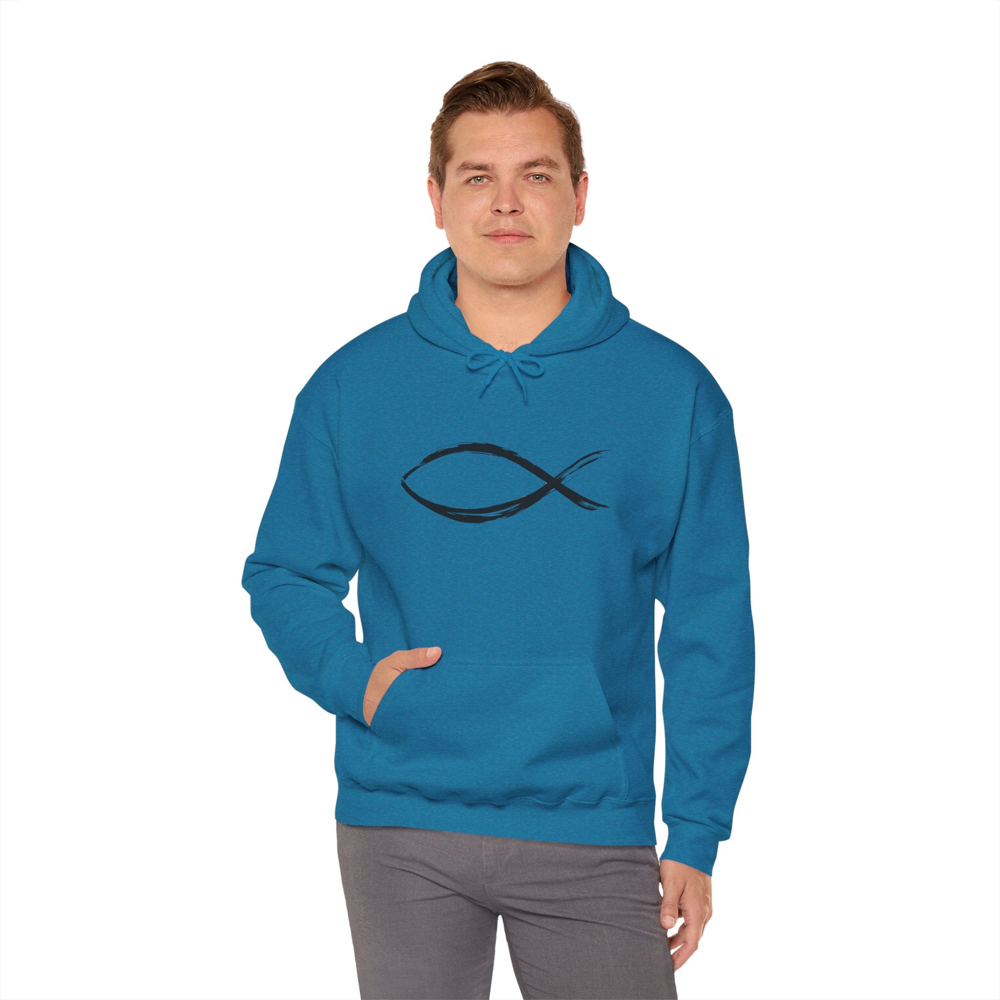 Christian Fish Symbal Heavy Blend™ Hooded Sweatshirt
