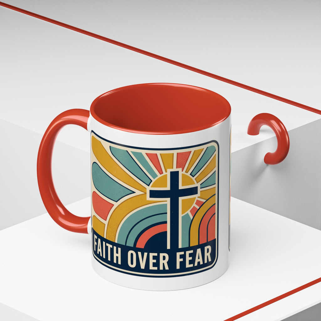 Faith over fear Retro Script Mug | Accent Coffee Mug