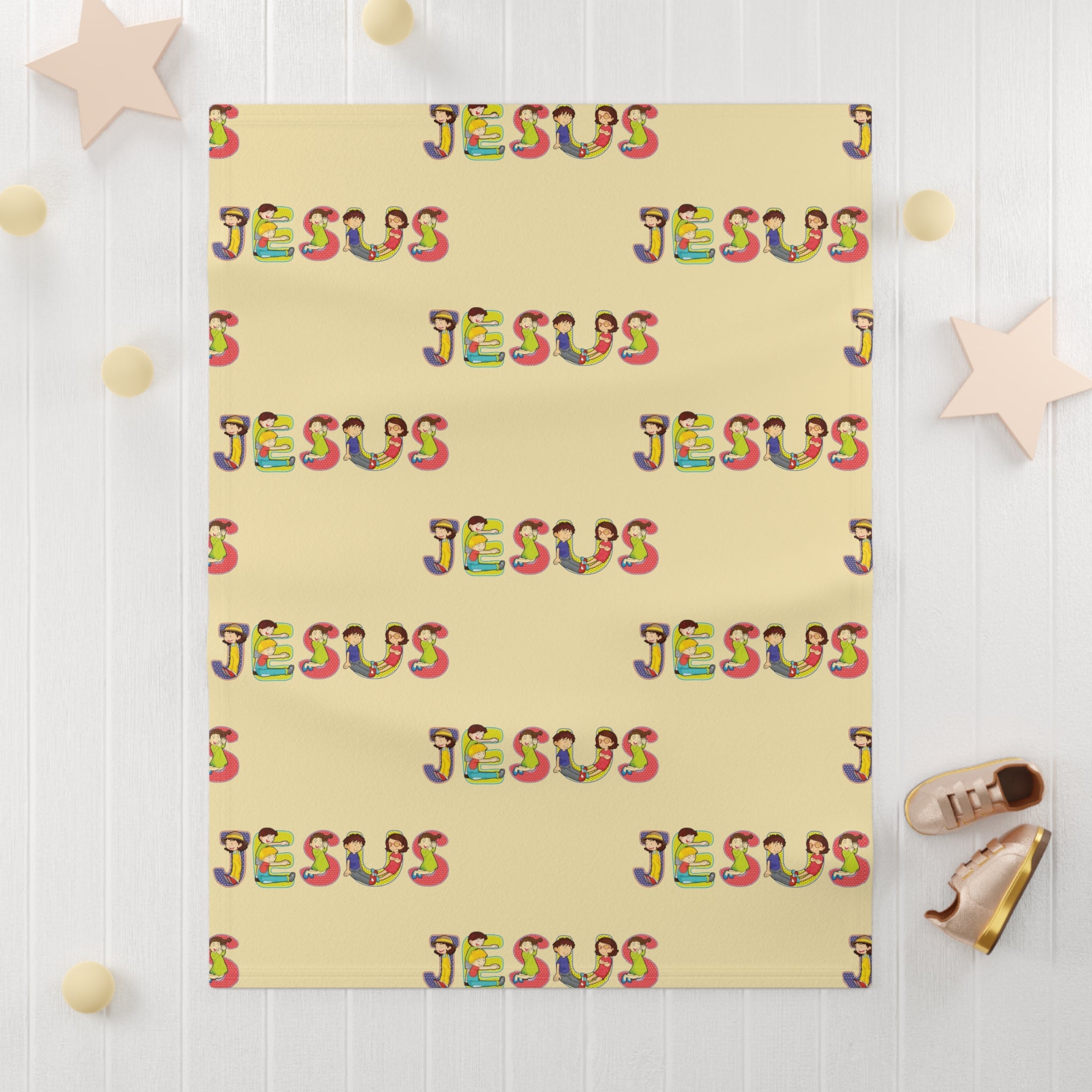 Jesus Rainbow Pattern Blanket | Baby Blanket yellow