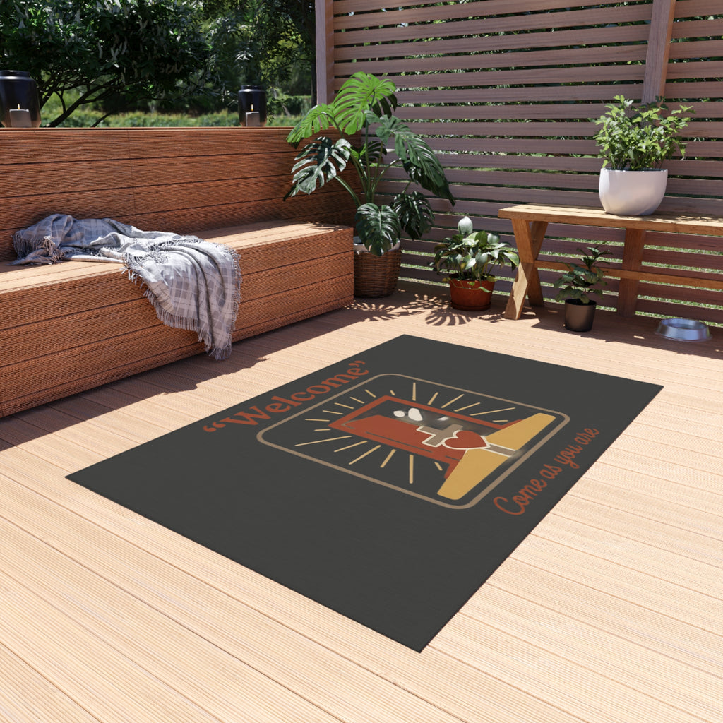 Welcome door with heart Outdoor Rug | Come As You Are doormat-style design