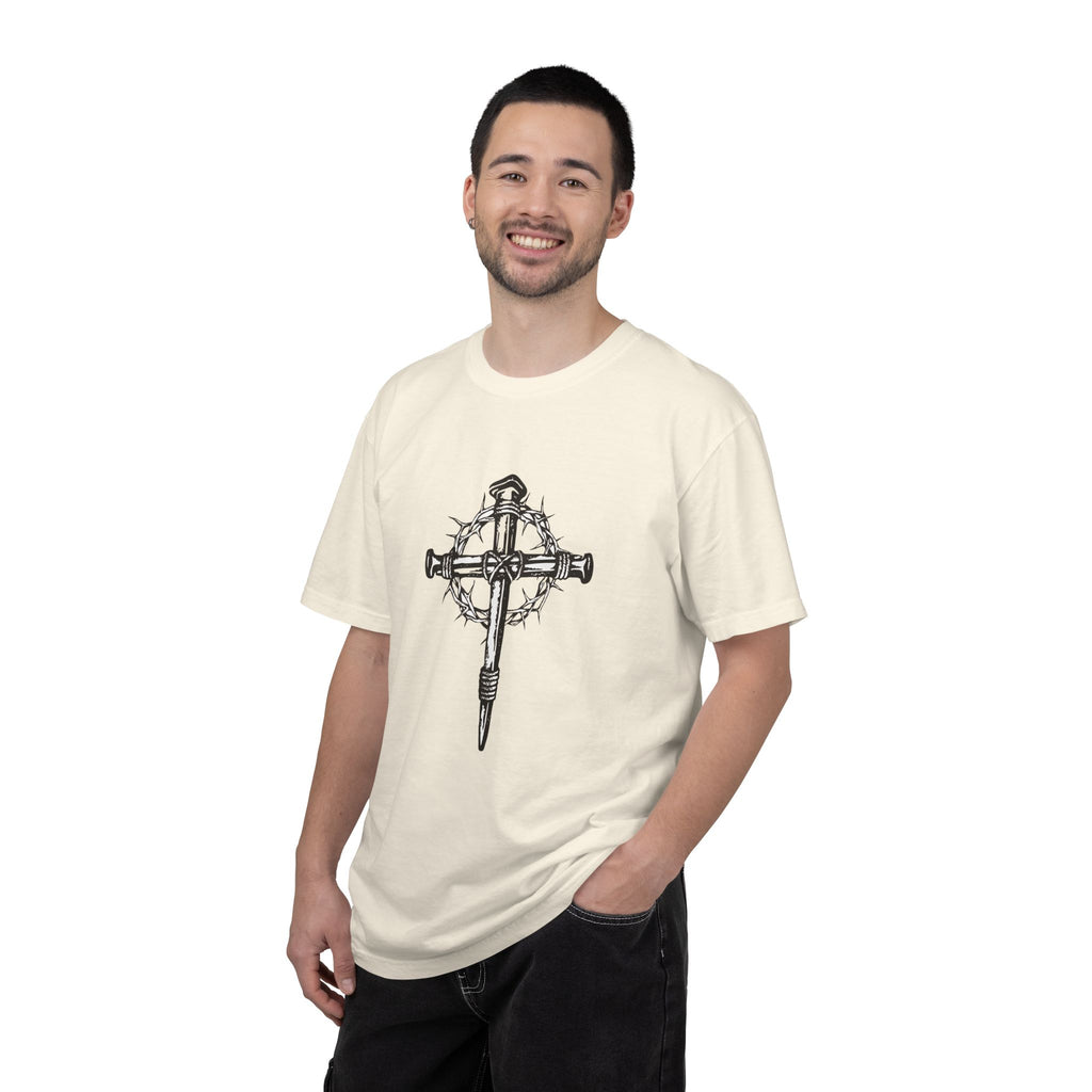 Nail Cross with Crown of Thorns T-shirt | Religious Gothic Faith Design