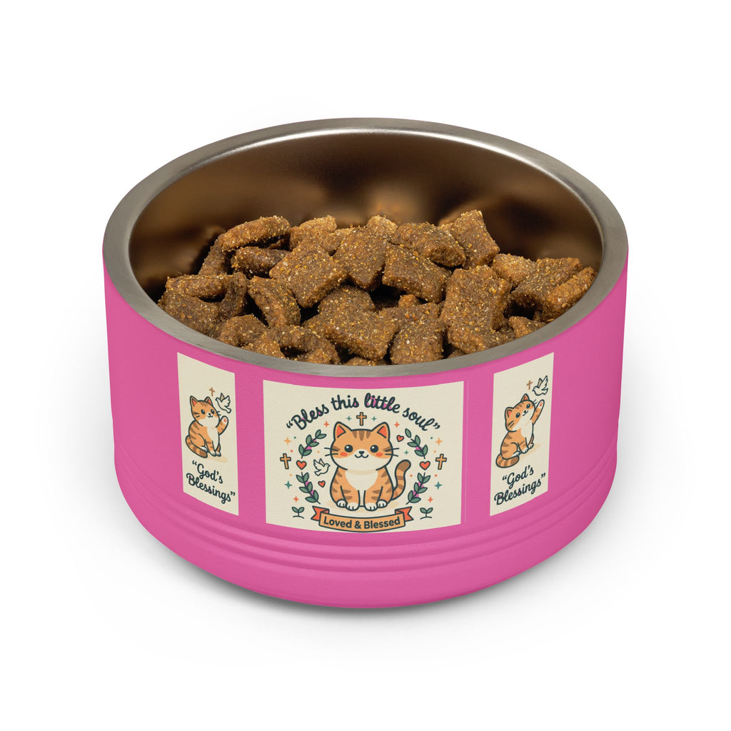 Cute Cat Pet Bowl — "Bless this little soul" 18oz Stainless Steel Bowl