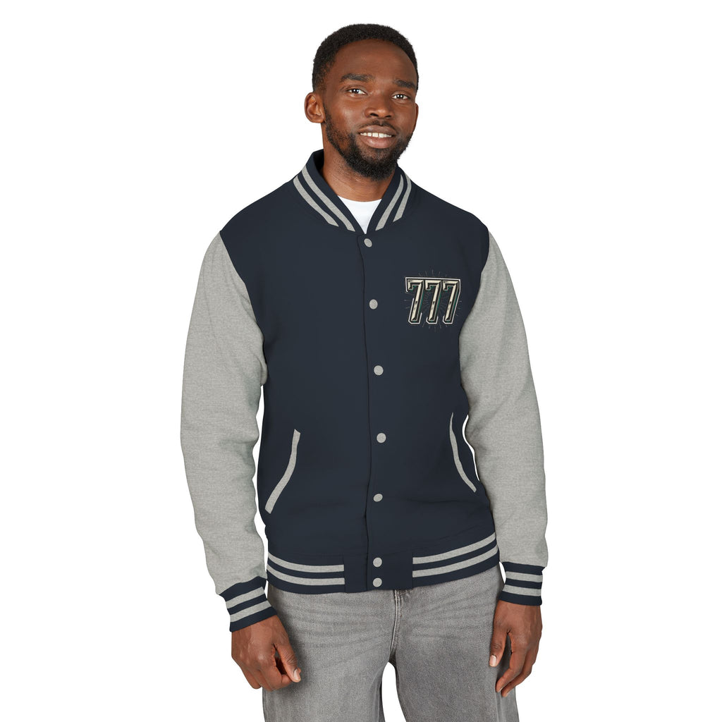 777 Emblem Letterman Jacket | Red White Varsity