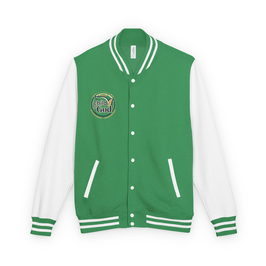 Child of God Emblem Letterman Jacket | Red White Varsity
